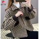 皮爾卡丹（pierre cardin）小香風(fēng)女格子短外套女2025新款小個(gè)子秋冬加厚流蘇毛呢大衣 圖片色 S 建議75-80斤