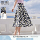 香影碎花a字半身裙女2025夏裝新款傘裙絕美梨形身材高腰純棉裙子 紫色 M 160/84A/95-110斤