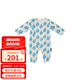 Milkbarn寶寶連體服夏季空調(diào)房睡衣6-24月嬰兒長袖哈衣爬服 冰藍(lán)雪絨花 80cm (12-18m)