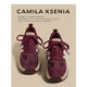 CAMILA KSENIA板鞋女士2025新款秋冬休閑百搭厚底條紋阿甘鞋復(fù)古華夫運(yùn)動(dòng)跑步鞋 安可拉紅色 37