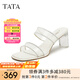 他她（TATA）法式氣質(zhì)高跟拖鞋女透明跟外穿涼拖夏季新款XEK01BT4 透明/銀/米白 35