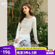 Olrain歐芮兒杏白色針織衫女春季2025新款法式不規則長(cháng)袖上衣 杏白色 M