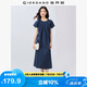 佐丹奴裙子女夏季純棉府綢壓褶圓領(lǐng)綁帶連袖連衣裙女05465327