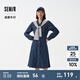 森馬森柔牛仔|牛仔連衣裙女披肩氣質(zhì)學(xué)院工裝風(fēng)春港味中長裙 牛仔深藍(lán)88301 XL 170/92A