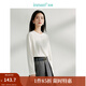 茵曼（INMAN）休閑長(zhǎng)袖打底衫女桑蠶絲T恤圓領(lǐng)寬松內(nèi)搭真絲 米白色 M