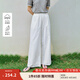 茵曼度假風(fēng)萊賽爾闊腿褲2025夏季女裝新款休閑松緊腰寬松氣質(zhì)褲子 云朵白 （微透建議穿膚色打底） M