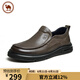 駱駝牌男士皮鞋軟底舒適牛皮商務(wù)休閑德比鞋P14A155604卡其41