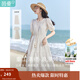 茵曼（INMAN）法式度假小個(gè)子套裝連衣裙2025夏女裝新品高檔白色中長(cháng)裙子 悠蘭杏 S