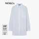 MO&Co.襯衫秋苧麻簡約凈色寬松中性白色藍色MBD3SHT028 愛麗絲藍色 S 160