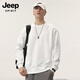 JEEP SPIRIT美式重磅圓領(lǐng)衛衣男2025秋季新款寬松休閑打底衫上衣服男裝白色 【春秋厚度】XL 【120-135斤】