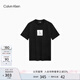 Calvin Klein Jeans夏季男士通勤休閑ck線(xiàn)型鏤空印花純棉圓領(lǐng)短袖T恤40IC811 BAE-太空黑 XL