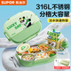 蘇泊爾（SUPOR）飯盒316L不銹鋼餐盒上班族小學生注水保溫飯盒分格餐盤 滑雪熊貓2.0L【五分格】