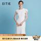 愛特愛（EITIE）【荷葉邊拼接魚尾裙】不對(duì)稱設(shè)計(jì)優(yōu)雅法式收腰連衣裙B2507654 極光白10 M (160)