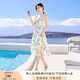 香影（xiangying）薄荷曼波綠色吊帶連衣裙女2025夏季新款v領(lǐng)海邊度假沙灘裙子 果綠 S