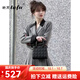 她芙（tafu）品牌女裝款西裝連衣裙女2025春秋季新款法式韓版顯瘦百褶裙兩件套 灰色 M