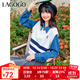 LAGOGO黑白撞色條紋無(wú)袖針織衫女拉谷谷春季新款V領(lǐng)簡(jiǎn)約背心馬甲 白黑(VW) S