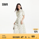 森馬連衣裙女泡泡袖雪紡肌理碎花裙浪漫夏小立領(lǐng)盤(pán)扣鏤空長(cháng)裙國風(fēng) 白綠色調00314 M