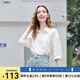 百圖betu女裝2025夏季新款襯衫微皺感亮片梭織七分袖上衣女2507T63 米白 M