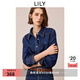 LILY2025冬新款女裝復(fù)古經(jīng)典正肩休閑氣質(zhì)通勤牛仔襯衫外套短款 401藍(lán)色 M