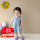 G.DUCKKIDS女童牛仔裙連衣裙夏裝女寶寶背心裙嬰幼兒夏季薄款無(wú)袖裙子外出服 淺藍(lán)色牛仔背心裙 105 cm 110cm 建議：約95-
