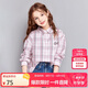 笛莎（DEESHA）笛莎女童襯衫2024年秋洋氣格子襯衫上衣 煙粉格子 165