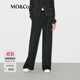 MO&Co.【C+系列】西褲拼接運動(dòng)橡筋高腰直筒褲黑色灰色摩安珂 黑色 S 160