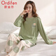 歐迪芬（Ordifen）女士睡衣女春秋季純棉圓領(lǐng)套頭長(cháng)袖長(cháng)褲26年新款舒適可外穿家居服