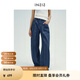 INSISFEMME北歐自然長絨棉2024春新款分割弧形拖地闊腿牛仔褲女 牛仔中藍(lán) S