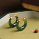 小銀匠田玉耳環(huán)女款碧玉國風(fēng)耳扣輕奢高級925銀耳飾耳墜耳釘玉石耳扣