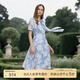 SCOFIELD女裝優(yōu)雅浪漫飄帶連衣裙氛圍感印花裙子2025夏季新品 藍色 M 165 165