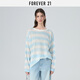 FOREVER21條紋針織女2025年夏季新款多巴胺撞色寬松慵懶長(zhǎng)袖薄T恤罩衫上衣 藍(lán)白條紋 M