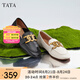 他她（TATA）樂福鞋女鞋2025夏季新款通勤平底單鞋英倫風一腳蹬皮鞋 淺黑 37