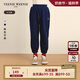 Teenie Weenie Kids小熊童裝24秋季款男童純色刺繡百搭長(zhǎng)褲衛(wèi)褲 藏青色 140 cm