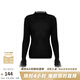 兩三事梵高文藝 青衫 蕾絲拼接半高領(lǐng)打底衫女春季復(fù)古修身內(nèi)搭針織衫 黑色 均碼 F