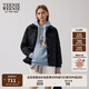 Teenie Weenie小熊棉服女冬裝簡約休閑風(fēng)時髦翻領(lǐng)輕薄棉服外套短上衣 黑色 M (165)