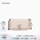 Calvin Klein時尚單肩包禮物鏈條包包金屬字母旋扣翻蓋CK女包斜挎馬鞍包DH3240 PS2-貝殼粉 OS