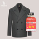 哈吉斯（HAZZYS）男裝 冬款雙排扣外套英倫風(fēng)毛呢大衣男ABSZH0BDH24 灰色GE L (175/96A 48)