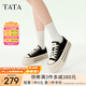 他她（TATA）經(jīng)典厚底帆布鞋女鞋子休閑板鞋小白鞋春新款WP801AM5 黑色 35