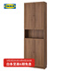 宜家（IKEA）BILLY畢利奧克伯書柜加門附加件餐邊柜收納柜中古風(fēng) 褐色 胡桃木紋
