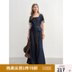 獨束大碼女裝法式復(fù)古蕾絲方領(lǐng)襯衫寬松闊腿褲2025新款仿牛仔套裝女 牛仔藍(lán)（褲子） XL （尺碼：3）