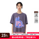 幻走（MOVEUP）2025夏季新款.FUN系列純棉圓領(lǐng)炸毛兔印花短款T恤女 深灰 S