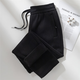 UNAE拉鏈口袋全棉運動(dòng)褲女加絨冬季2025新款秋冬直筒衛褲女加厚女褲子 加絨款（直筒款黑色） K203347-加絨XYL 2XL