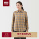 無(wú)印良品（MUJI）女式 法蘭絨 襯衫領(lǐng)長(cháng)袖襯衫  暗黃色格紋 M