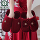 啄木鳥(niǎo)買(mǎi)一送一結婚拖鞋女冬季喜慶紅色一對新婚情侶晨袍陪嫁棉拖鞋 金絲絨四葉草-包頭款【鞋偏小一 38-39 女+男42-43兩雙