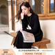 香影黑色針織連衣裙女2024秋冬季新款法式赫本風(fēng)長袖過膝內(nèi)搭裙子 黑色 M