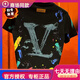 酷奇2025早春新款圓領(lǐng)短袖常規(guī)歐洲站時(shí)尚高端印花打底衫潮牌顯瘦 黑色 8867 XL  125-140斤