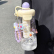 USER JOY夏季新款玻璃杯大容量吸管杯水杯帶提繩女生高顏值家用可愛(ài)水杯子 紫色720ML+花朵掛件[帶茶隔] 杯+小花貼[主圖款]
