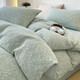 水星系列家紡簡(jiǎn)約高級提花純棉床上四件套全棉雙層紗被套床單床笠輕奢床品新款 M四季款本色海鹽藍 【100%精梳全棉 三層紗提花 【四件套1.5m床笠款】適合200× 床笠款 默認
