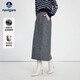 納維凱爾【贈腰帶】意大利小帆船女通勤半身裙開(kāi)叉修身長(cháng)裙2342875502灰M
