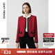 朗姿【時(shí)來運(yùn)轉(zhuǎn)】小香風(fēng)羊毛短款外套女春春季新款高級(jí)感短外套 節(jié)日紅色 M